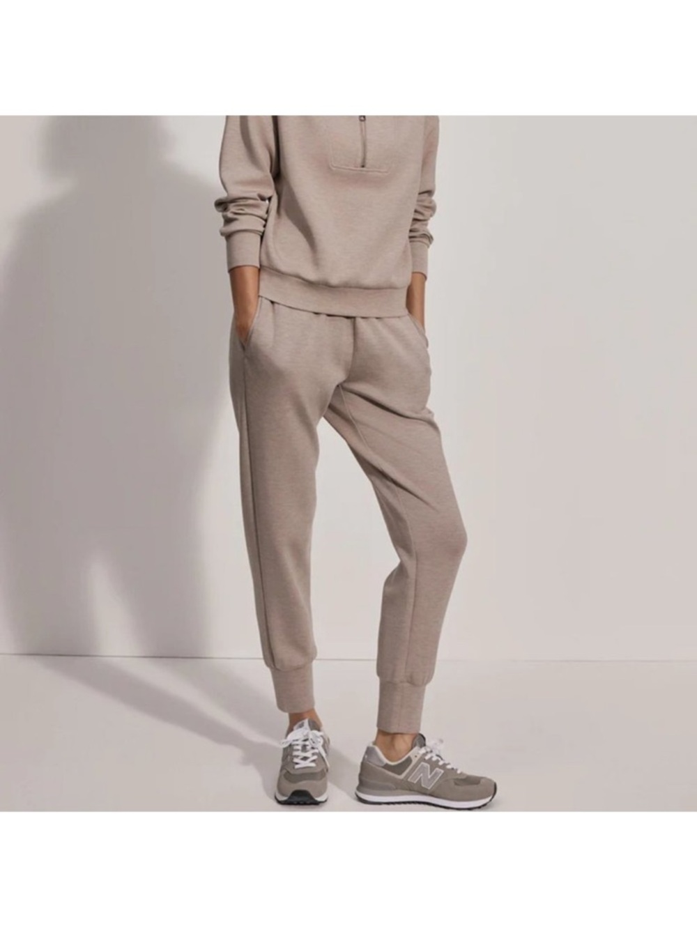 Varley Taupe Track Joggers